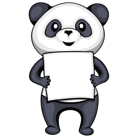 Cute panda holding white blank. Animal cartoon concept isolated.のイラスト素材