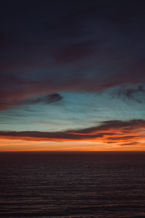 Colorful sky during a sunset in the Spanish beaches