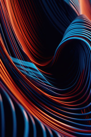 Photo of a vibrant blue and orange abstract backgroundの素材