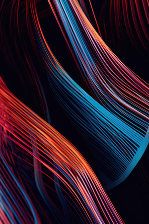 Photo of a vibrant blue and orange abstract backgroundの素材