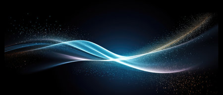A colorful wave of light on a black backgroundの素材