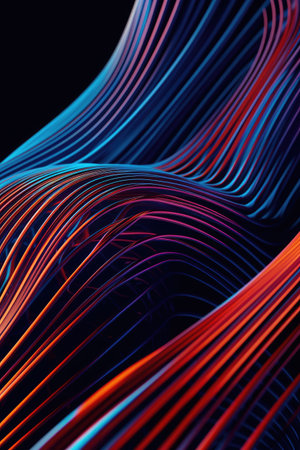 Photo of a vibrant blue and orange abstract backgroundの素材