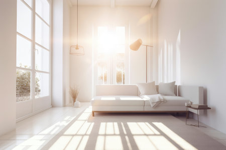 A living room with a couch and a rugの素材