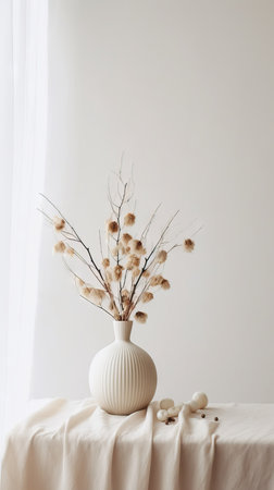 Interior design with flowers in vaseの素材