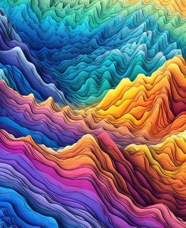 Trendy modern background and texture. Topographic multicolored linear backgroundの素材