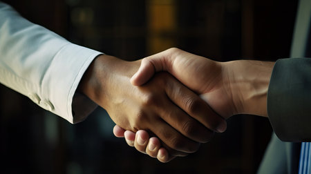 Interracial handshake.Handshake between african and a caucasian manの素材