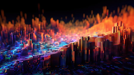 Abstract science and technology background with shiny connection elements and sci-fi interface.の素材