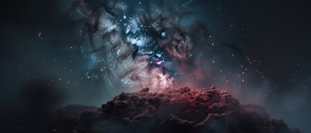Galaxy texture with stars and beautiful nebula. Starry ight, infinite universe, milky way.View of the birth of a star in space during a nebula explosionの素材