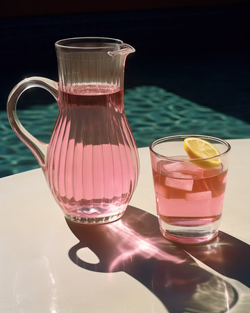 Summer lemonade with basil and lime on white background. One fresh summer cocktailの素材