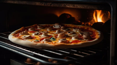 Restaurant traditional wood fired pizza oven pizzeria insideの素材