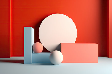 Abstract Geometric Figures on Background, colorful high contrast image, copy space imageの素材