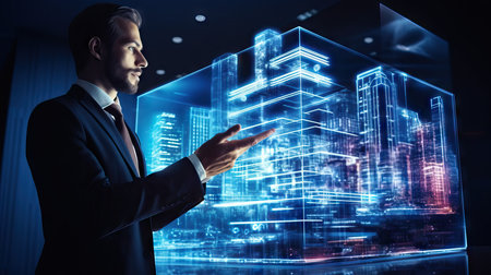 Real state business concept, working together to buy a house, land for rent, designing the cityの素材