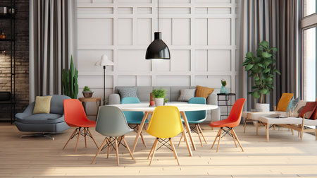 modern with neutral color living room, cozy atmosphere, stylishの素材
