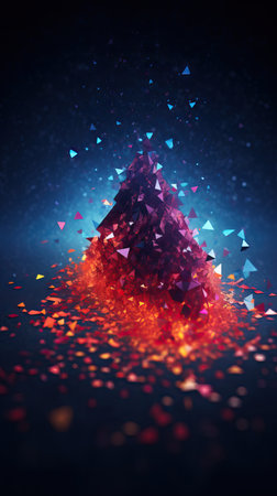 Abstract triangles particle colorful background, technology and big data conceptの素材