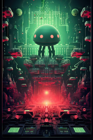 colorful poster with graphics of spatial gameの素材
