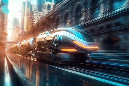 futuristic cinematic train, the future of the transportation, cinematic motion imageの素材
