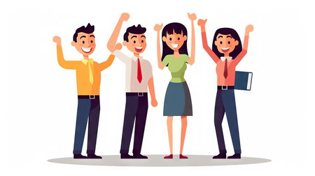 Colleagues work together. Business concept minimal illustration.Teamwork in the officeの素材