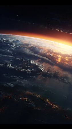 Stunning View of Nature's earth from space, cinematic scene like a movie, movie like planet earthの素材