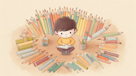 Kids reading school illustration, Reading Adventure,の素材