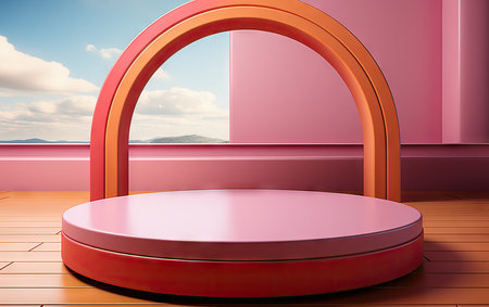 Colorful pastel object podium platform product display and showcaseの素材