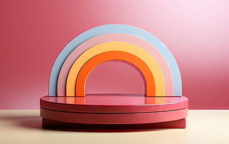 kids product display, Perfect place for your products demonstrating. Minimal pastel sceneの素材