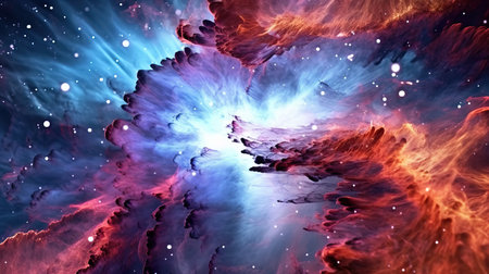 colorful clouds and stars in space, beautiful galaxy in outer space.Nebula night sky rainbow colorsの素材