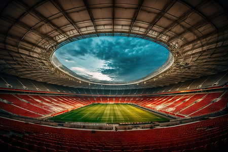 Modern Football Stadium, empty space, competition championship concept, football game bannerの素材