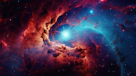 colorful clouds and stars in space, beautiful galaxy in outer space.Nebula night sky rainbow colorsの素材