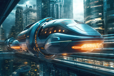 futuristic cinematic train, the future of the transportation, cinematic motion imageの素材