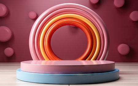 Colorful pastel object podium platform product display and showcaseの素材