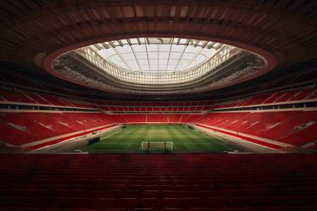 Modern Football Stadium, empty space, competition championship concept, football game bannerの素材