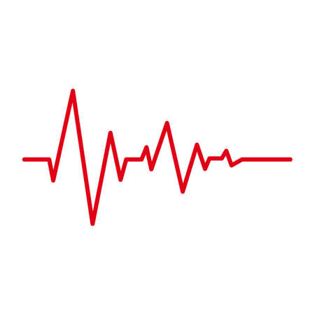 Heart pulse red line cardiogram vector isolated icons on white background. Heartbeat cardiology medical symbol or oscilloscope graphic elementのイラスト素材