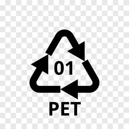 PET recycling code arrow icon for plastic polyester fiber and soft drink bottles.のイラスト素材