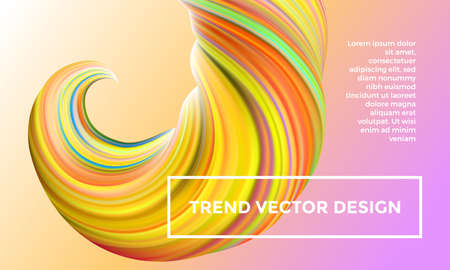 Orange vector digital painting abstract background. Creative vivid 3d flow paint wave. Trendy yellow liquid banner template with bright gradient paint on orange background.のイラスト素材