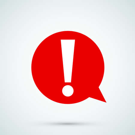 Exclamation mark for warning or attention vector icon in red chat bubbleのイラスト素材