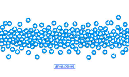 Like thumb up icons vector background for live stream video chat design template. Social nets blue thumb up finger like floating web buttons isolated on white backgroundのイラスト素材