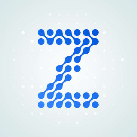 Letter Z logo modern halftone icon. Vector flat letter Z sign in futuristic blue dot line liquid font trendy digital designのイラスト素材