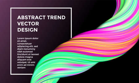 Vector digital painting abstract background. Creative vivid 3d flow paint wave. Trendy pink liquid banner template with bright gradient paint on black background.のイラスト素材