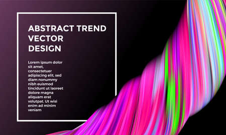 Vector digital painting abstract background. Creative vivid 3d flow paint wave. Trendy pink liquid banner template with bright gradient paint on black background.のイラスト素材