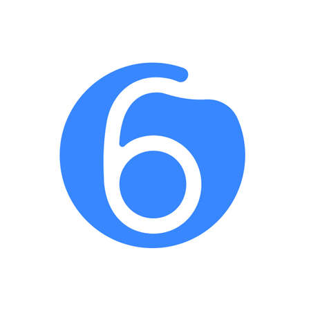 Number font logo modern abstract blue icon of number 6 Six One for font circle logoのイラスト素材
