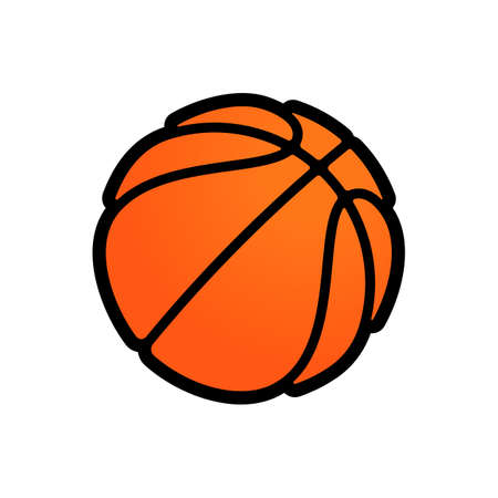 Basketball logo vector icon for streetball championship tournament, school or college team league. Vector flat orange basket ball symbol with black outline on white background for basketball fan clubのイラスト素材