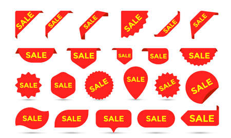 Sale Stickers shop product tags, labels or sale posters and discount banners vector sticker icons templatesのイラスト素材