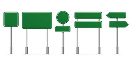 Road green signs. Vector blank isolated icons template.のイラスト素材