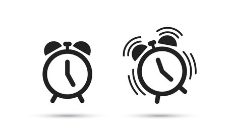Alarm clock vector line isolated flat iconのイラスト素材