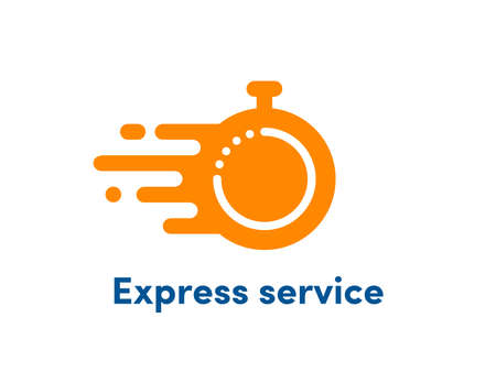 Time clock logo for fast delivery. Vector stopwatch icon for express serviceのイラスト素材