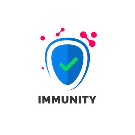 Immunity logo template for vector immune medicine or protection shield icon for pharmaceutical laboratory designのイラスト素材