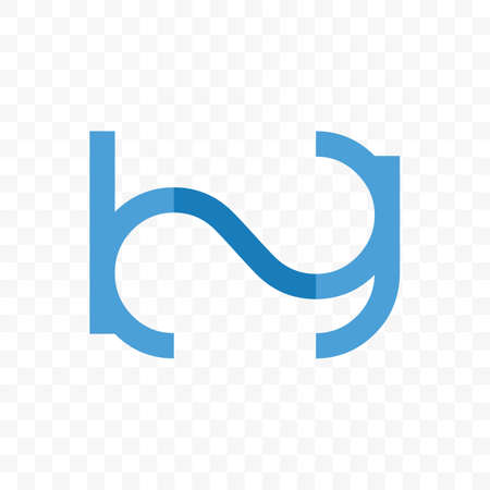 Letter B and G vector logo of ligature monogram in blue line iconのイラスト素材