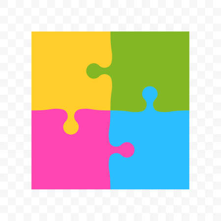 Puzzle vector logo of square icon with blue, red, green and yellow colorsのイラスト素材