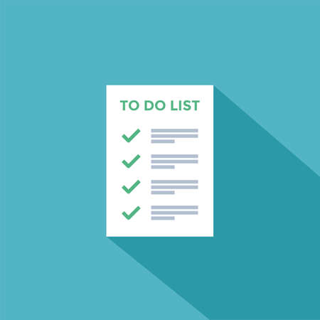 To do planning list with checkmarks or completes tasks and checkbox icons on blue backgroundのイラスト素材