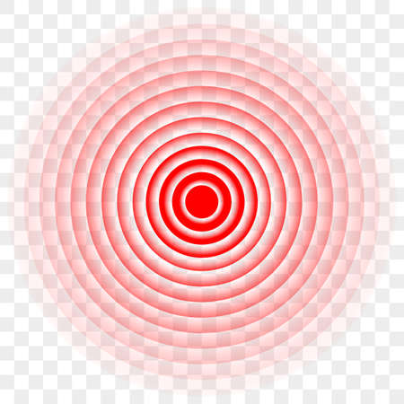 Pain red circle icon or target radial logo for painkiller medicine. Vector pain circle symbol for pill package designのイラスト素材